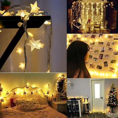 Star Plug in String Lights, 16ft 50 LED Plug in Star Warm White Fairy Lights for Birthday Party Holiday Christmas Home Decoration