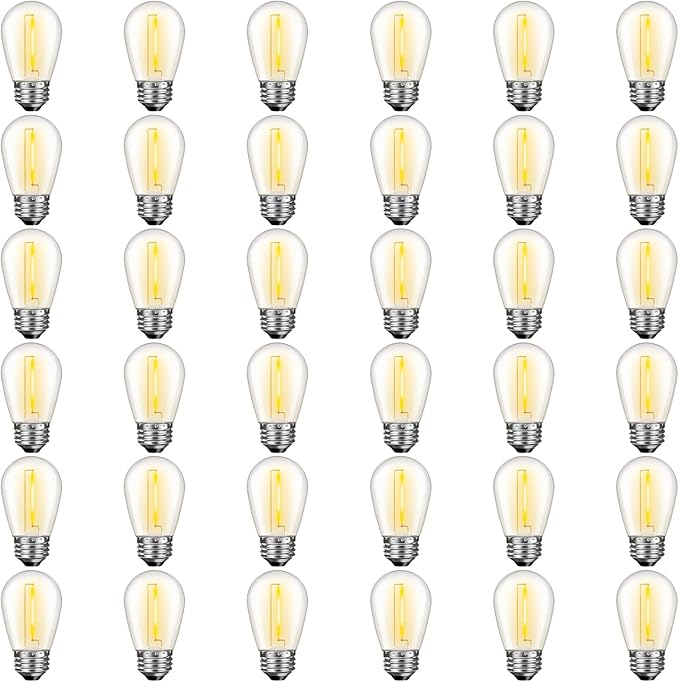 GvvooHome 36 Pack S14 LED Bulbs for Outdoor String Lights, Shatterproof Replacement Edison Bulbs for Patio String Lights Outdoor Waterproof, Warm White 2200K, Dimmable, E26 Standard Base