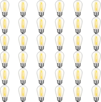 GvvooHome 36 Pack S14 LED Bulbs for Outdoor String Lights, Shatterproof Replacement Edison Bulbs for Patio String Lights Outdoor Waterproof, Warm White 2200K, Dimmable, E26 Standard Base