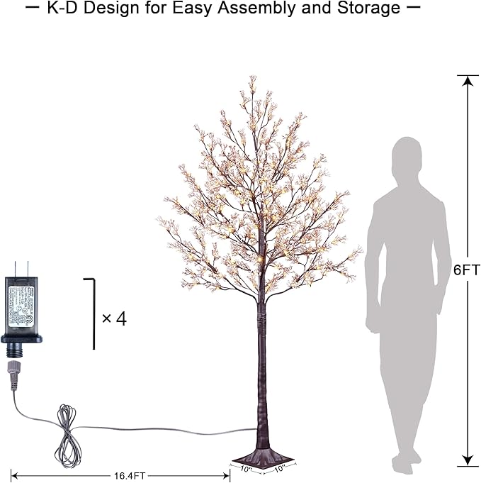 Lightshare Lighted Gypsophila Tree 6FT 176 LED Artificial Baby Breath Flowers with Lights for Wedding Home Christmas Holiday Decoration (Gypsophila Tree)