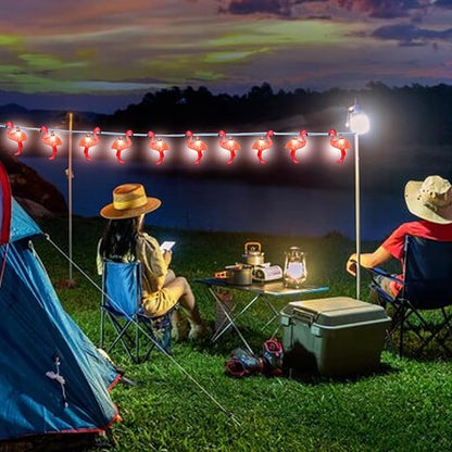 8.5Ft Pink Flamingo Outdoor String Lights, 9ft Summer Patio LED String Lights, Bedroom Birthday Wedding Holiday Summer Theme Outdoor Cute Party Lights, Tropical Party Decoration, Flamingo Decoration
