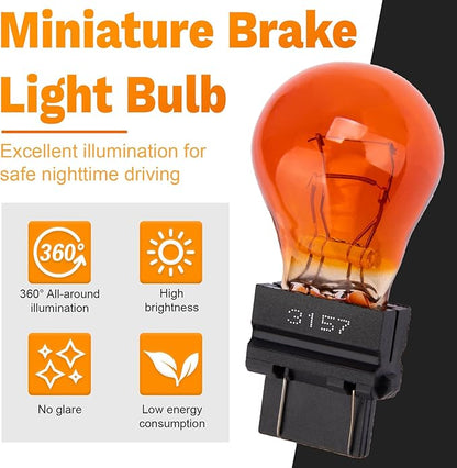 ecocstm 20 PCS 3157 Tail Light Bulb, Miniature 4157 Brake Light Bulb, Waterproof 3157 4157 Turn Signal Bulb, Automotive Side Marker Tail Light Replacement for Truck SUV Car (Amber)