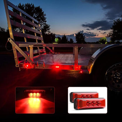 Nilight - TL-32 2PCS 3.9Inch 3 LED Truck Trailer Red Light Front Rear LED Side Marker Lights Clearance Indicator Lamp Rock Light Waterproof Sealed Surface Mounted