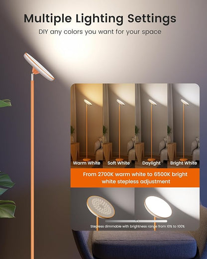OHLUX Floor Lamps for Living Room, Bright LED Standing Lamp with Remote, Modern Color Changing Tall Lamp with Stepless Dimming, 69" Corner Floor Lamp for Bedroom, Office, RGB Orange