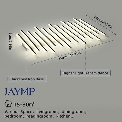 JAYMP 15 Lights Linear Modern Ceiling Light 43.3 inch Dimmable LED Chandelier Semi Flush Mount Light Fixture for Dining Room Kitchen Island Living Room