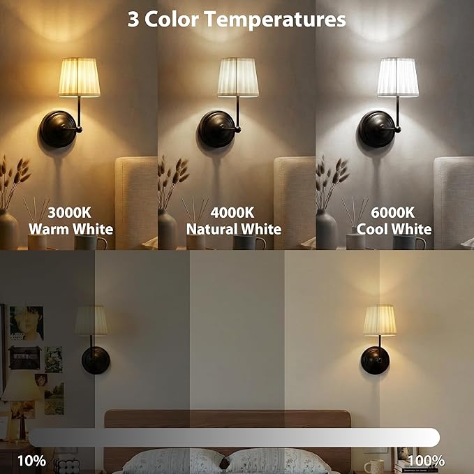 Battery Operated Wall Sconces Set of 2, Black Rechargeable Wall Lights with 10000mAh RGB Dimmable Magnetic Bulbs and Remote,16 Colors Cordless Wall Lamps for Bedroom Living Room Hallway Decor