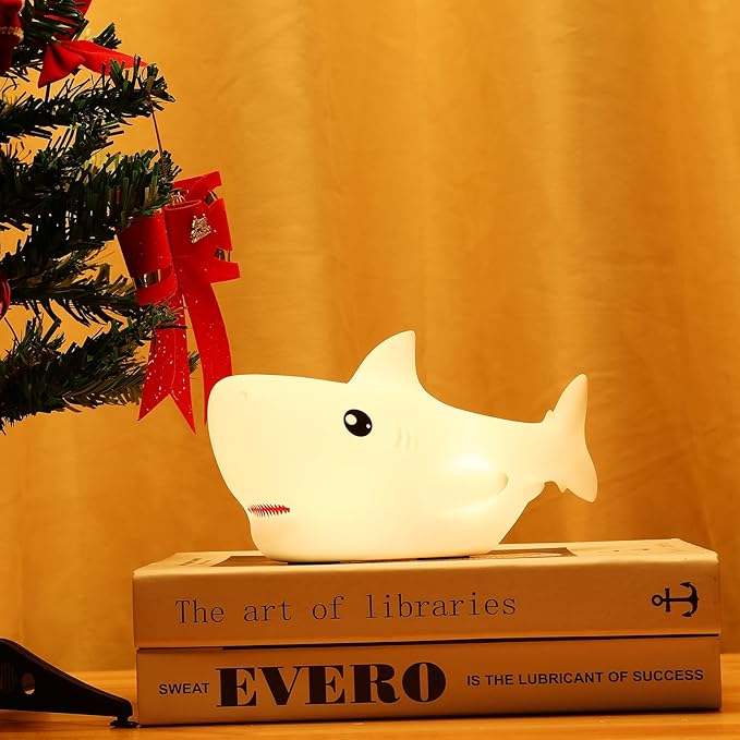 Tremdwoto Night Light for Kids, 7 Colors Shark Night Light Rechargeable Squishy Silicone LED Nightlight Lamp as Birthday Gifts for Baby Boys Children Toddlers Tween Girls Nursery