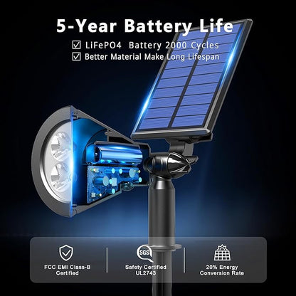 Solar Lights Outdoor Waterproof IP65,3000K Super Bright LED,2 Lighting Modes, Solar Powered Yard Garden Solar Spot Lights for Flag Landscape Auto On/Off-4 Pack