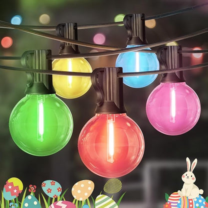 LAMPHOME Multicolor Outdoor String Lights, 26FT LED Patio Lights with 12+1 Shatterproof Edison Bulbs, UL Waterproof Connectable Dimmable Hanging Lights for Backyard Porch Garden Deck Balcony Decor
