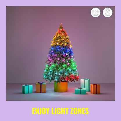 WiZ Connected Fairy Lights, 65.6ft RGB LED Smart Color-Changing, Static and Dynamic Modes, Music Sync, App and Voice Control