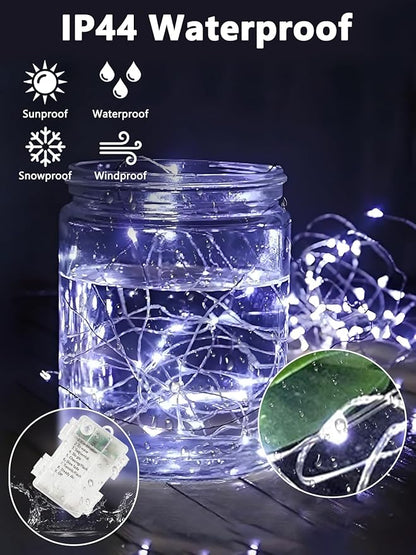 3 Pack Fairy Lights Battery Operated with Remote, 120LED 40FT Twinkle Lights Waterproof for Outdoor & Indoor, 8 Modes Battery String Light Timer for Christmas Party Birthday Home DIY Décor(Cool White)