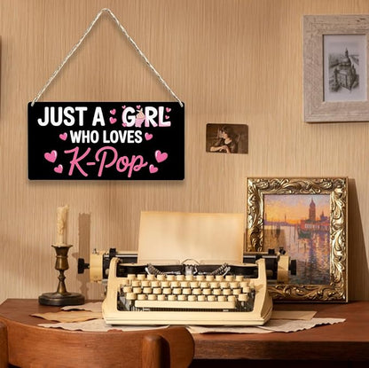 K-pop Gifts for Teen Girls, Music Gifts for Women, Kpop Wood Sign Gift for Girl decorations, Rustic Anime Lovers Wooden Hanging Plaque for Home 12 × 6 Inches Black