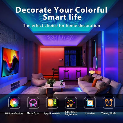 DAYBETTER Led Strip Lights 200 ft (2 Rolls of 100ft) Smart Led Light Strips with Remote and App Control, RGB Music Sync Color Changing Led Lights for Bedroom, Kitchen, Party, Home Decor