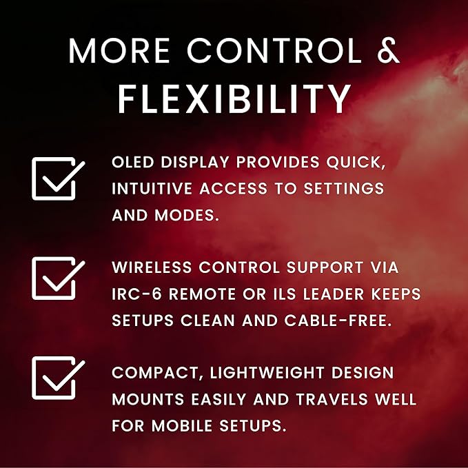 CHAUVET DJ – PinSpot Q1Z ILS Compact LED Pinspot Light | 20W RGBW Quad-Color, Manual Zoom, OLED Display | ILS Instant Light Shows | IRC-6 Remote & ILS Command Compatible | DMX Control