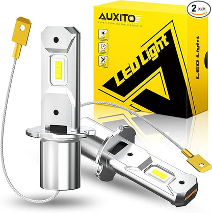 "AUXITO H3 LED Bulb, 16,000LM 600% Super Brighter, 10 Years Lifespan, 1:1 Size Plug-n-Play, 100% Perfect Installation, H3 LED Fog Light Bulb for Fog Lamp, DRL, Canbus Ready, Pack of 2".
