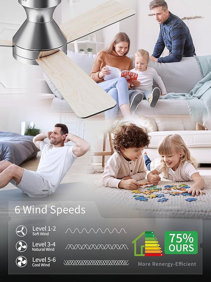 LANMEL Ceiling Fan with Light, Modern Flush Mount Low Profile with Remote Control, Reversible, 3CCT Dimmable, Quiet,LED for Bedroom, Living Room, Indoor/Outdoor Patio Use 42 Inch Silver