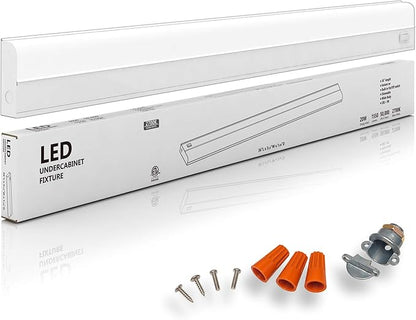 Hardwired LED Under Cabinet Task Lighting - 20 Watt, 36", Dimmable, CRI>90, 2700K (Soft White), Wide Body, Long Lasting Metal Base with Frost Lens