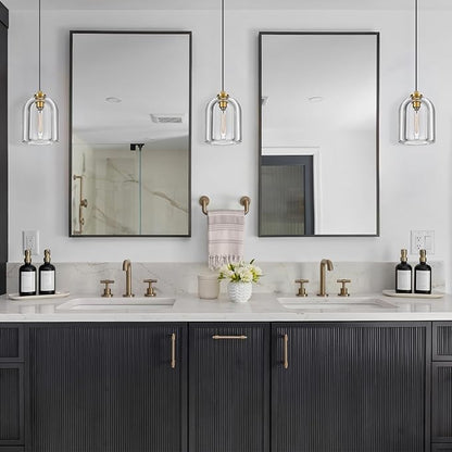 Crystal Pendant Light Kitchen Island: 2 Pack Gold K9 Crystals Lights - 5.1" Dimmable Contemporary Cylinder Light above Dining Table - Modern Ceiling Hanging Lighting for Bedroom E12 Bulbs Included