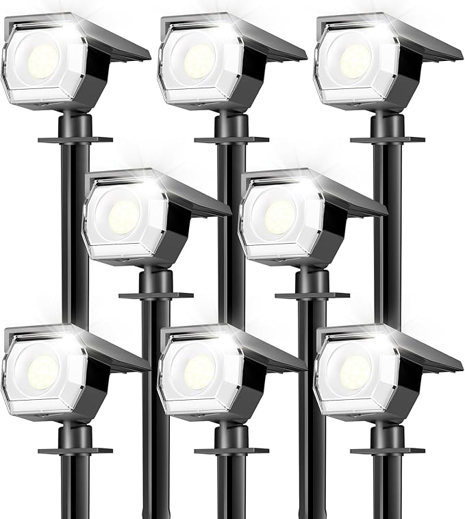 Peasur 8 Pack Solar Lights Outdoor, Spotlights Outdoor Waterproof 3 Modes, 2-in-1 Auto On/Off Solar Spot Landscape Lighting Outside for Tree Plants Yard Garden Pathway