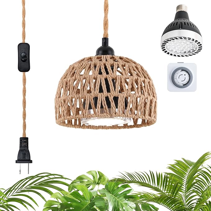 Hanging Grow Lights for Indoor Plants, Full Spectrum Plant Light, with Timer and 15FT Power Cord, 30W Pendant Plant Lights for Indoor Growing, Garden, Flowers, Greenhouse (4000k)