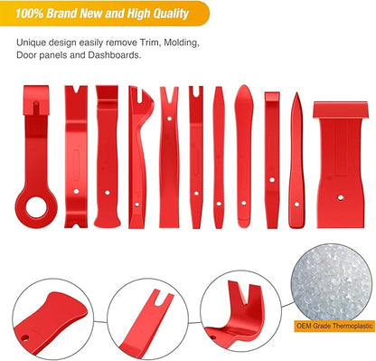 GOOACC 40Pcs Trim Removal Tool,Auto Terminal Removal Key Tool,Auto Clip Pliers Stereo Removal Tools,Car Upholstery Repair Removal Kit,Precision Hook and Pick Set,Wiring Threader,Car Film Scraper