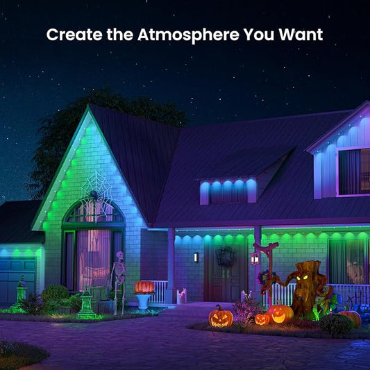 YEELIGHT Permanent Outdoor Lights, 150FT RGB LED String Lights with 16 Million Colors and Music Sync, Outside Lights for House with App Control, Waterproof Outside Eaves Lighting Decor for Parties
