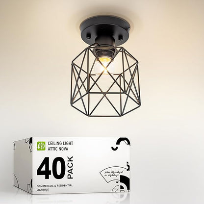 ASD Black Semi Flush Mount Ceiling Light Fixture - 5.7" E26 120V ETL Modern Light Fixtures Ceiling Mount, Semi Flush Mount Chandelier for Entryway, Bedroom, Foyer Lighting Fixtures 40 Pack