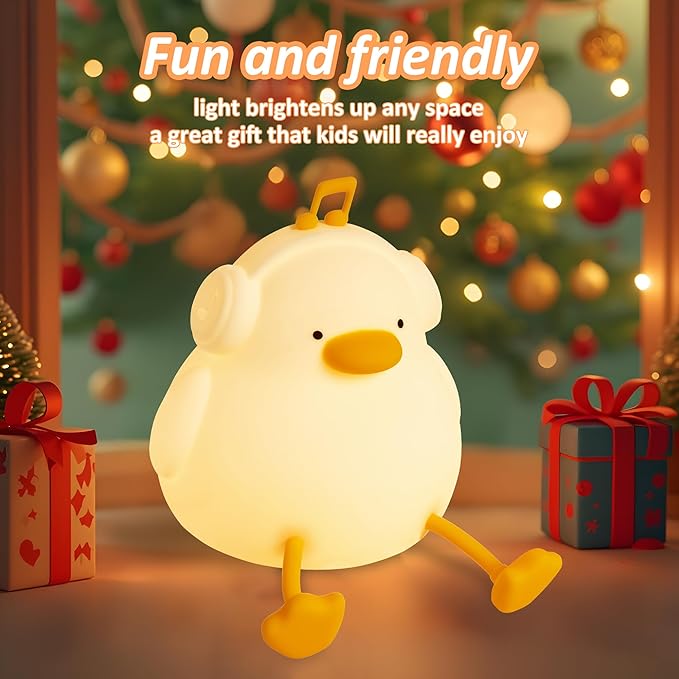 Anywin Duck Night Light, Squishy Duck Lamp, Silicone Bedside Light Up Funny Duck with Dimmer & Rechargeable,Birthday Gifts for Friends Women(Enjoy Duck)