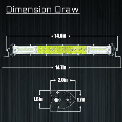 LED Light Bar Kits, (4) 12 Inch Slim Light Bars, (2) 4 Inch LED Pods, (1) Wiring Harness, (1) 24V Relay, Truck ATV UTV RV Ezgo Golf Cart Truck Work Light Pods, Waterproof