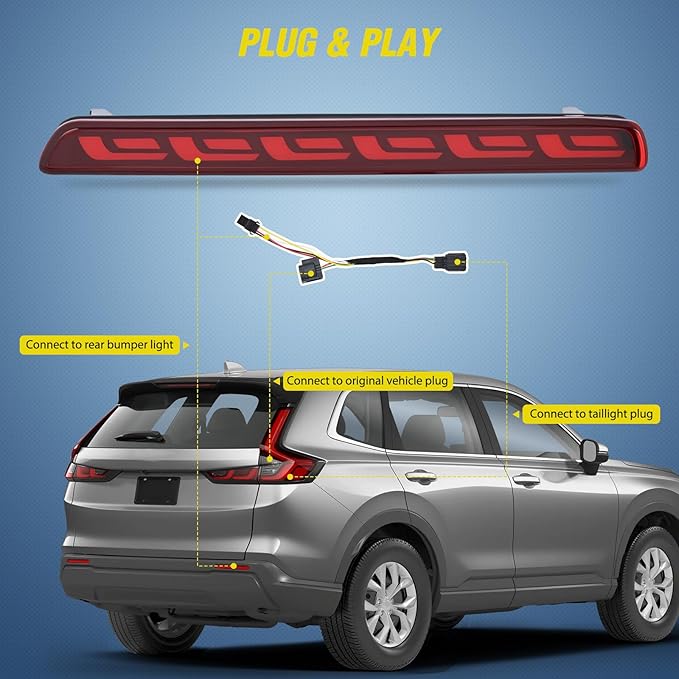 Nilight Rear Bumper Tail Light Compatible with 2023 2024 Honda CRV Red Lens LED Reflector Rear Bumper Lamps Brake Turn Signal Sequential Flashing Driving Taillights Replacement