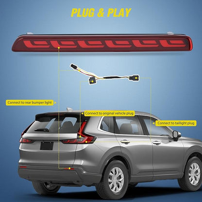 Nilight Rear Bumper Tail Light Compatible with 2023 2024 Honda CRV Red Lens LED Reflector Rear Bumper Lamps Brake Turn Signal Sequential Flashing Driving Taillights Replacement
