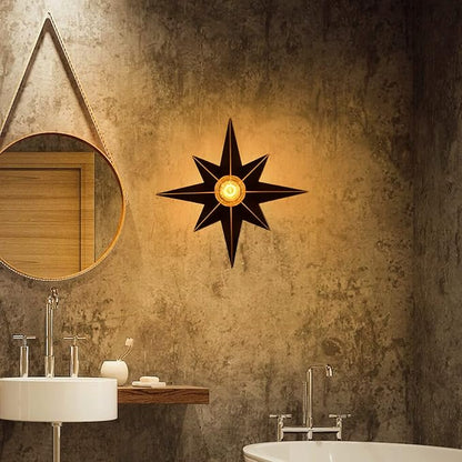 16 inch Flush Mount Ceiling Light, Industrial Black Metal Star Ceiling Lights, Vintage Entryway Light Fixtures, Farmhouse Star Lighting for Hallway, Porch, Study, Bedroom, Stair, Kitchen, Bathroom