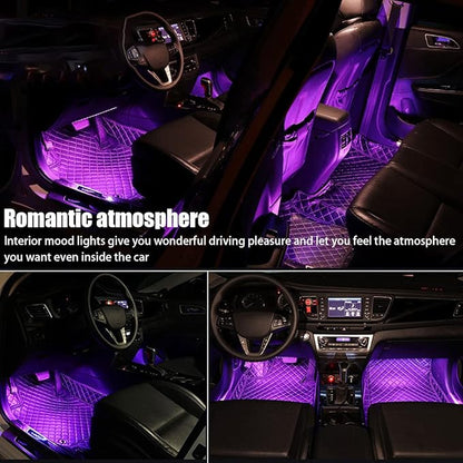 Car LED Atmosphere Lights, Auto Interior Decorative Lamp with Cigarette Adapter Plug, Under Dash Ambient Night Light 12V Car Charger, Vehicle Accessories for Truck, SUV, Sedan (Pink/Purple)