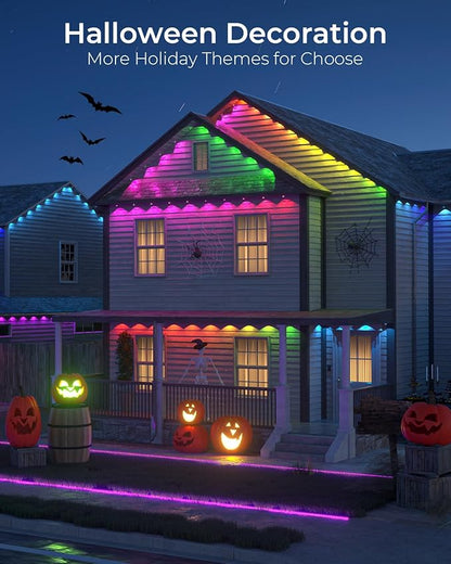 CINOTON Permanent Outdoor Lights Pro 200ft, Smart RGBCW Eaves Lights with 120 LEDs, IP67 Waterproof, 111 Scene Modes for Daily and Festival, Halloween Christmas Holiday Decor, APP/Voice/Remote Control
