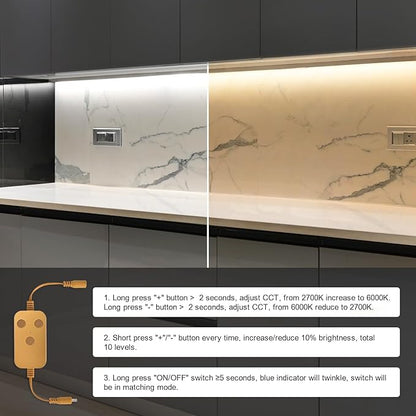 6pack 12inch Dimmable LED Under Cabinet Light Kit, 2700K to 6000K Smart LED Under Counter Lighting Fixture, Compatible with Alexa, Google Assistant, for Kitchen, Pantry, Shelf (Gold)