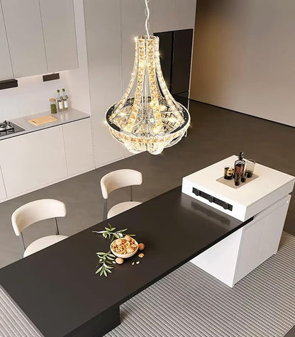 Crystal Chandelier for Living Room Empire Chandeliers K9 Crystal Luxury Pendant Lighting for Dining Room Bedroom Hallway Silver Light E12 Bulbs Required