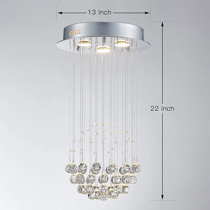 Saint Mossi 3-Lights K9 Crystal Chandelier Modern Chandelier Light Fixture,Mini Chandelier Small Chandelier Modern Flush Mount Ceiling Light Fixtures,H22 X D13