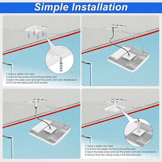 150W LED Canopy Light, 21000LM 5700K Daylight, Surface Mount Gas Station Ceiling Light (700W HID/HPS Equiv.), IP65 Waterproof Commercial Parking Garage Lighting, 100-277VAC UL Listed (2 Pack)