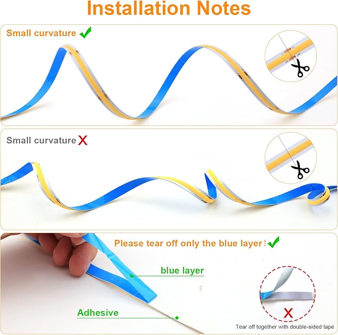 Battery Powered COB Led Strip Lights, 4.92Ft Battery Operated 6000K Cool White LED Strip Light, High Brightness Flexible LED Tape Lights for TV, Cabinet, Bedroom, Party, Home DIY Decoration
