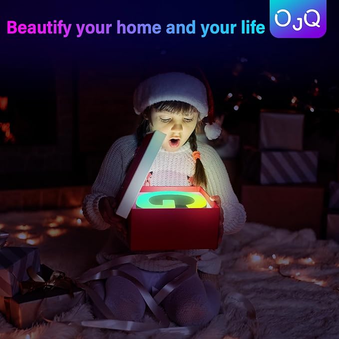 OJQ Light Up Letters LED Letter - Marquee Letters Music Sync Color Change Colorful - Christmas Birthday Gifts for Girl - Pink Birthday Decorations Girls Room Decor Pink Wall Decor