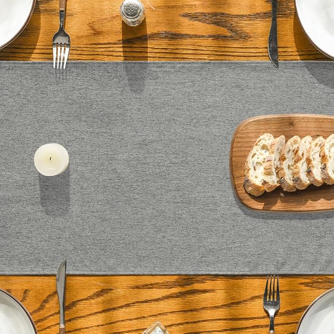 Artoid Mode Light Grey Table Runner, Seasonal Washable Kitchen Dining Table Decoration for Home Party Decor 13x48 Inch