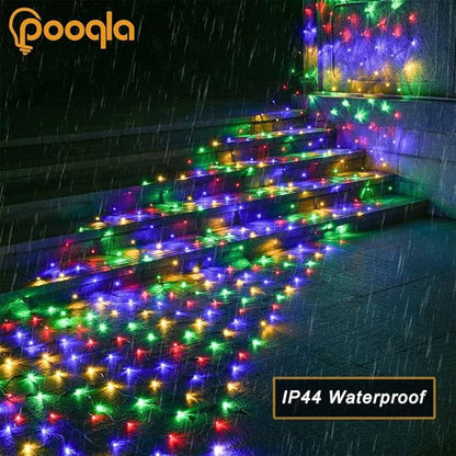 Colorful Net Lights Outdoor, 300 LED Christmas Net Mesh Lights for Bushes 14.8x4.9ft, 8 Modes Waterproof Twinkle String Light Connectable for Christmas Hedge Yard Garden Party Decor