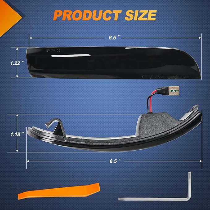 Nilight Side Mirror Marker Light Sequential Amber Left Right Turn Signal Lights Smoked Lens Plug and Play Compatible With 2012-2018 Ford Focus ST RS 2013-2018 Kuga Ecosport