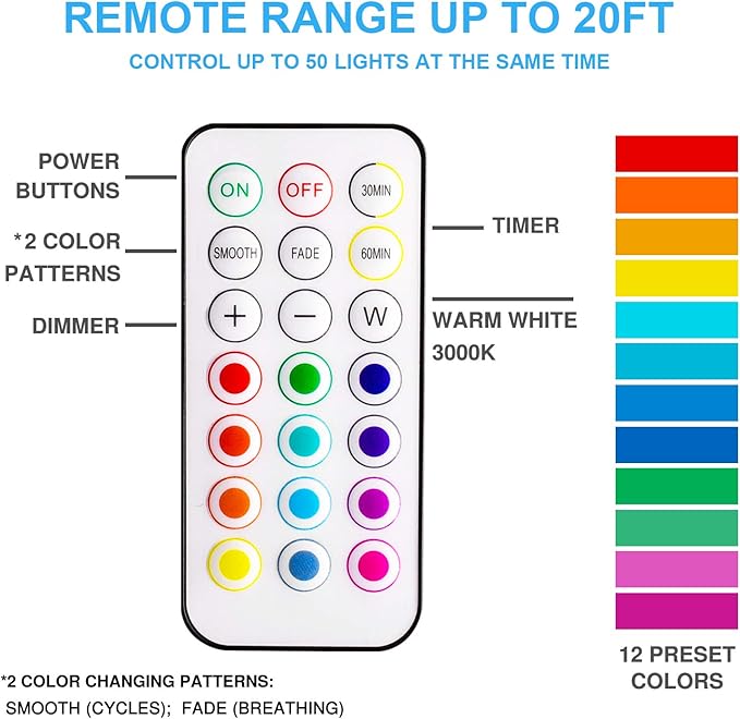 BLS LED Puck Lights with Remote Control, Wireless Under Cabinet & Closet Lighting, RGB 13 Color Changing Lights with Dimmer, Timer & AA Battery Operated, Push, Touch, Stick on for Night, Black, 2 Pack