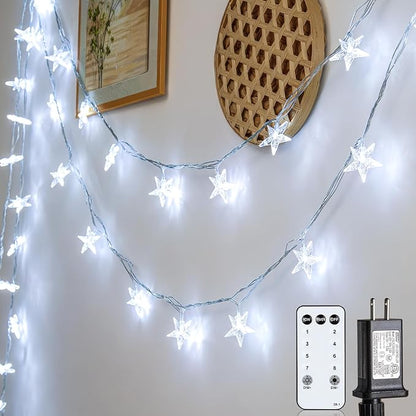Star String Lights 59 Ft 100 LED Christmas Lights Plug in with Remote Timer Connectable Twinkle Lights for Bedroom Wedding Christmas Tree Indoor Outdoor Decor, Cool White
