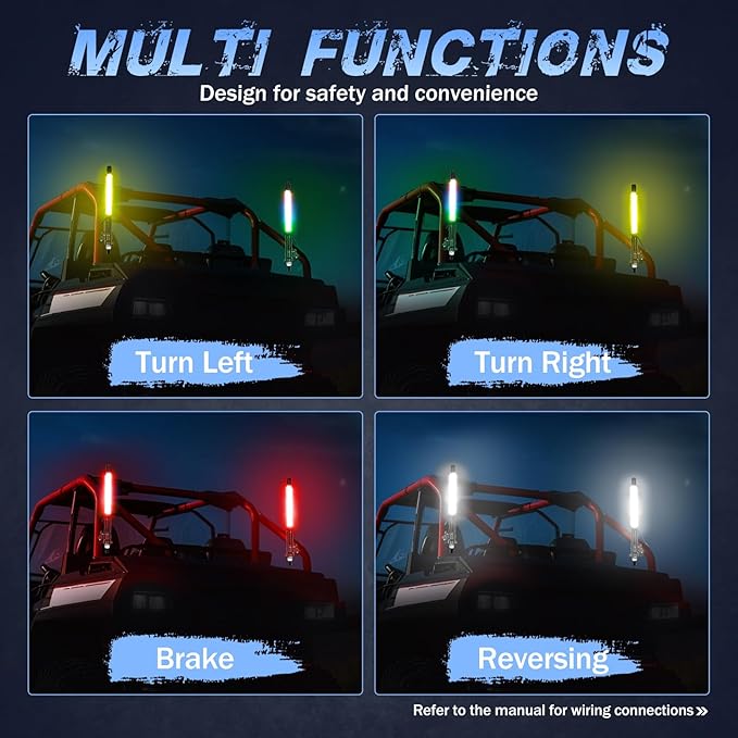2 Pack 1FT COB LED Whip Lights, Fastchoy Auto UTV Whip Lights with App & Remote Control, Spiral RGB Chasing Lighted Whips for Side by Side UTV ATV RZR SXS Can-Am Polaris Offroad Truck