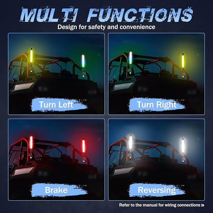 2 Pack 1FT COB LED Whip Lights, Fastchoy Auto UTV Whip Lights with App & Remote Control, Spiral RGB Chasing Lighted Whips for Side by Side UTV ATV RZR SXS Can-Am Polaris Offroad Truck