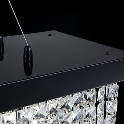 7PM Rectangle K9 Crystal Chandelier Modern Rectangular Pendant Lighting Fixture for Dining Room Kitchen Island Bedroom Black L47'' x W10'' x H10''