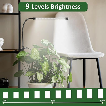 LED Grow Light for Indoor Plants, 20W 6000K Plant Lights for Seedings Succulents, Waterproof Grow Lamp with Timer Auto On/Off 3/9/12H, 9 Dimming