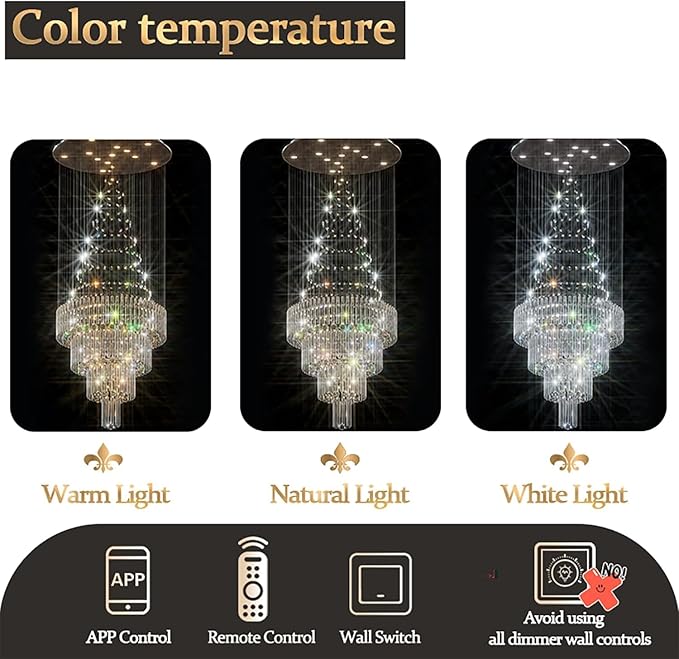 Flashing God D24''XH86'' Modern Foyer Chandelier for High Ceiling Raindrop Crystal Chandelier High Ceiling Pendant Light Fixture for Hallway Living Room (Gold Staircase Chandeliers)